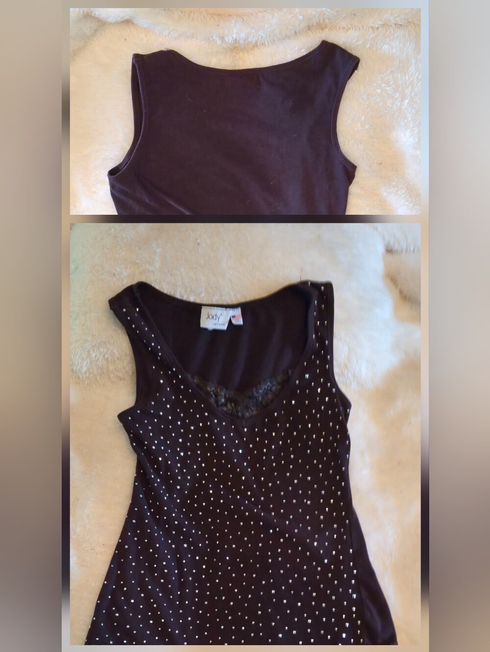A Jody Made Black Sleeveless Studded V-Neck Tank